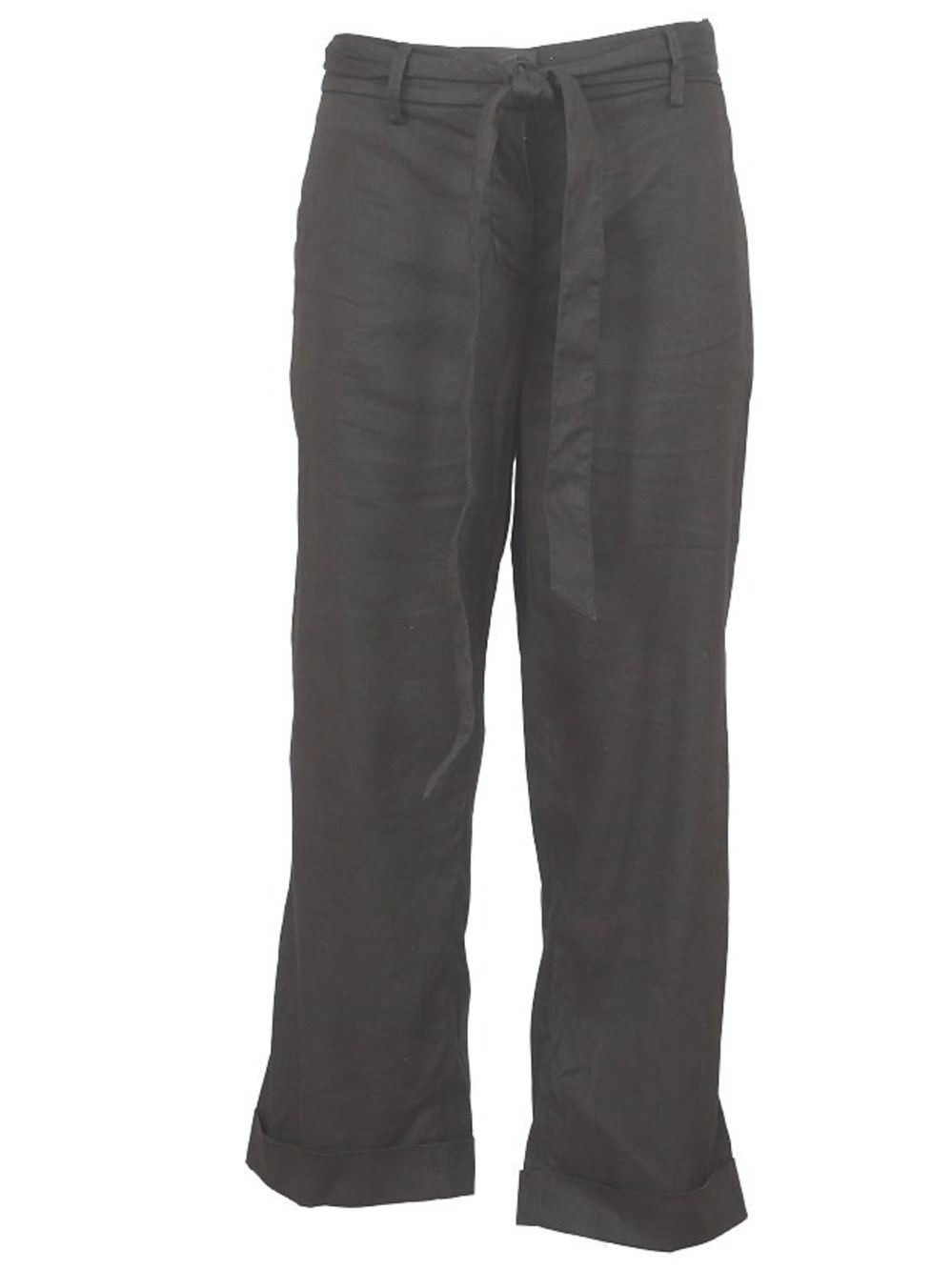 Re-Hash Black Wide-Leg Tie-Waist Chinos, cropped linen pants sz10